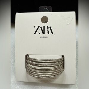 Zara Shimmering Silver Bangles 12 bracelets size M New